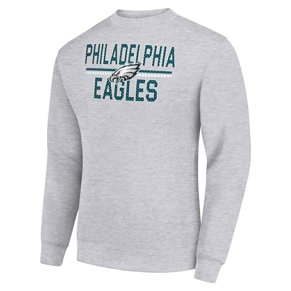 Philadelphia Eagles Starter Team Mesh Print Graphic Pullover Sweatshirt Heather Gray