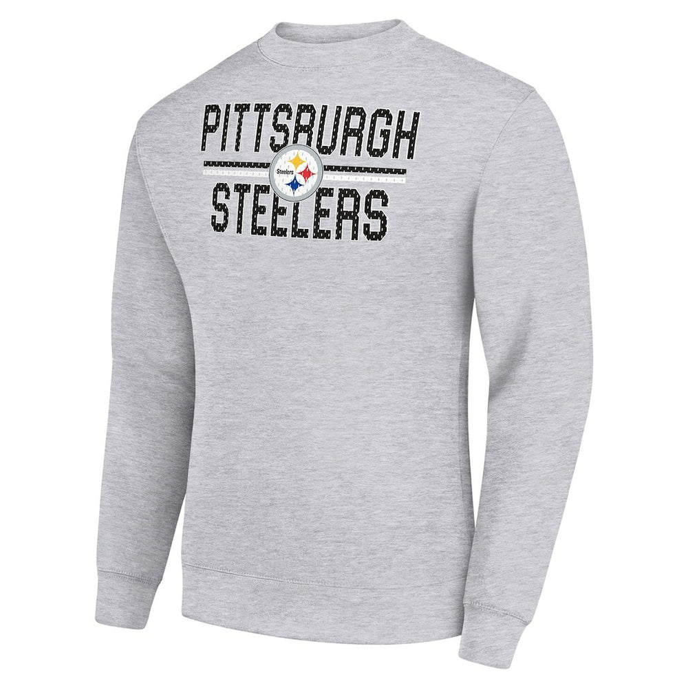 Pittsburgh Steelers Starter Team Mesh Print Graphic Pullover Sweatshirt Heather Gray