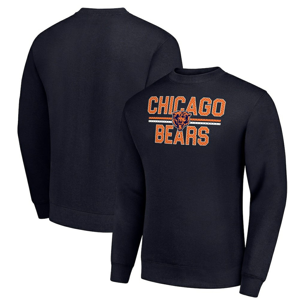 Chicago Bears Starter Team Mesh Print Graphic Pullover Sweatshirt Navy