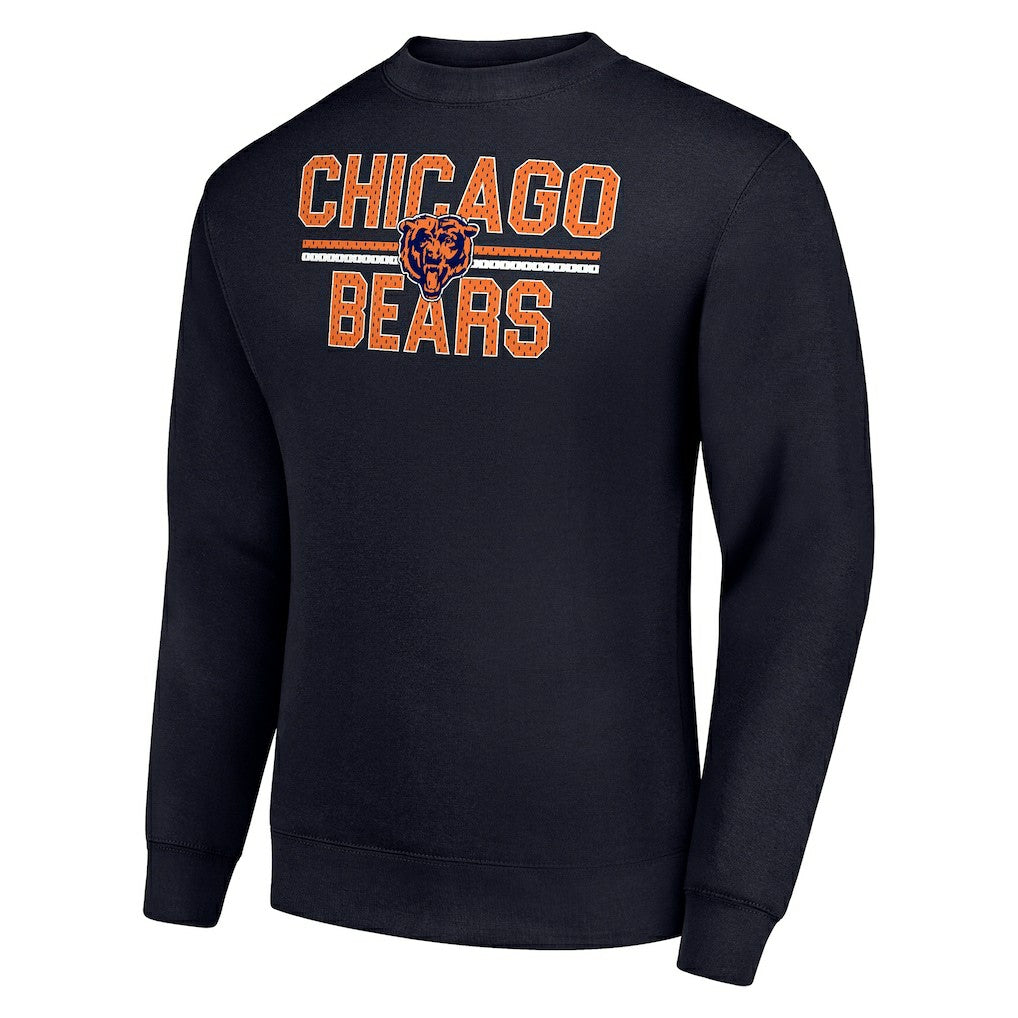 Chicago Bears Starter Team Mesh Print Graphic Pullover Sweatshirt Navy