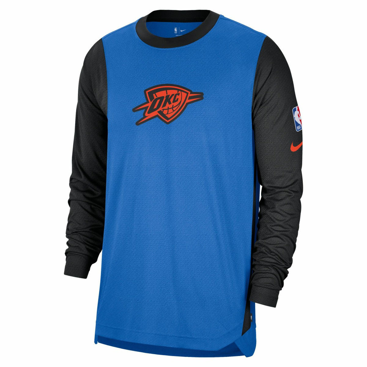 Oklahoma City Thunder 2024/25 City Edition Authentic Pregame Performance Long Sleeve Shooting T-Shirt Blue/Black | Nike