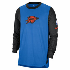 Oklahoma City Thunder 2024/25 City Edition Authentic Pregame Performance Long Sleeve Shooting T-Shirt Blue/Black | Nike