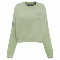 Texas Rangers Pro Standard Women's Neutral Oversized Boxy Cropped Pullover Sweatshirt - Green - MLB Lifestyle