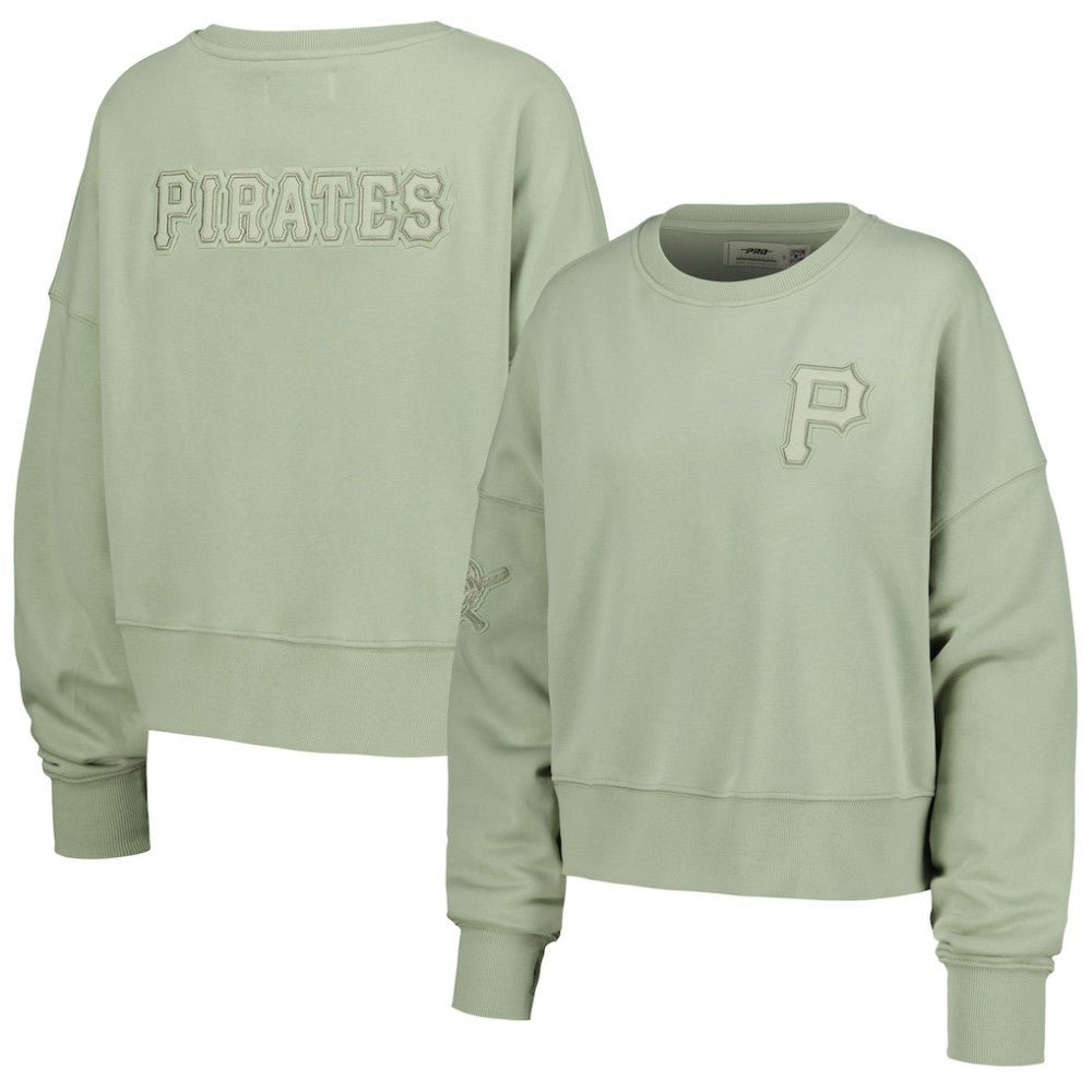 Pittsburgh Pirates Pro Standard Women's Neutral Oversized Boxy Cropped Pullover Sweatshirt - Green - MLB on Sale