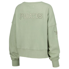 Pittsburgh Pirates Pro Standard Women's Neutral Oversized Boxy Cropped Pullover Sweatshirt - Green - MLB on Sale