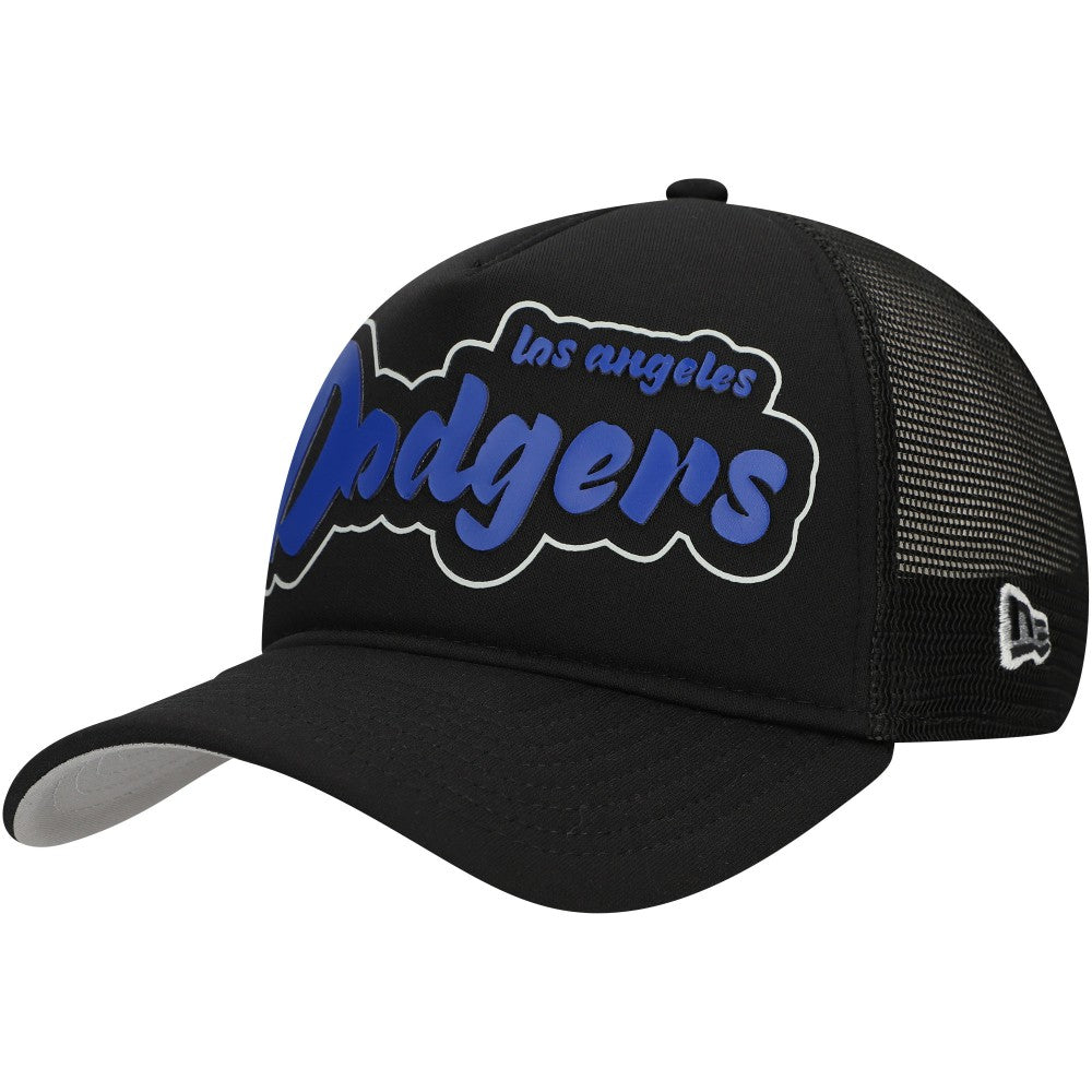 Los Angeles Dodgers New Era Retro Bold A-Frame Trucker 9FORTY Adjustable Hat - Black - New Era on Sale