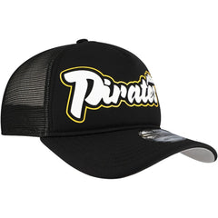 Pittsburgh Pirates New Era Retro Bold A-Frame Trucker 9FORTY Adjustable Hat - Black - New Era Lifestyle