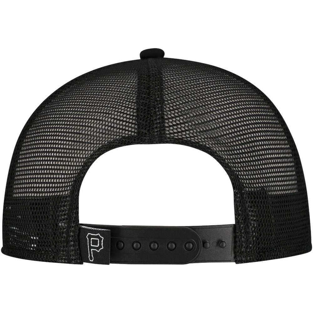 Pittsburgh Pirates New Era Retro Bold A-Frame Trucker 9FORTY Adjustable Hat - Black - New Era Lifestyle