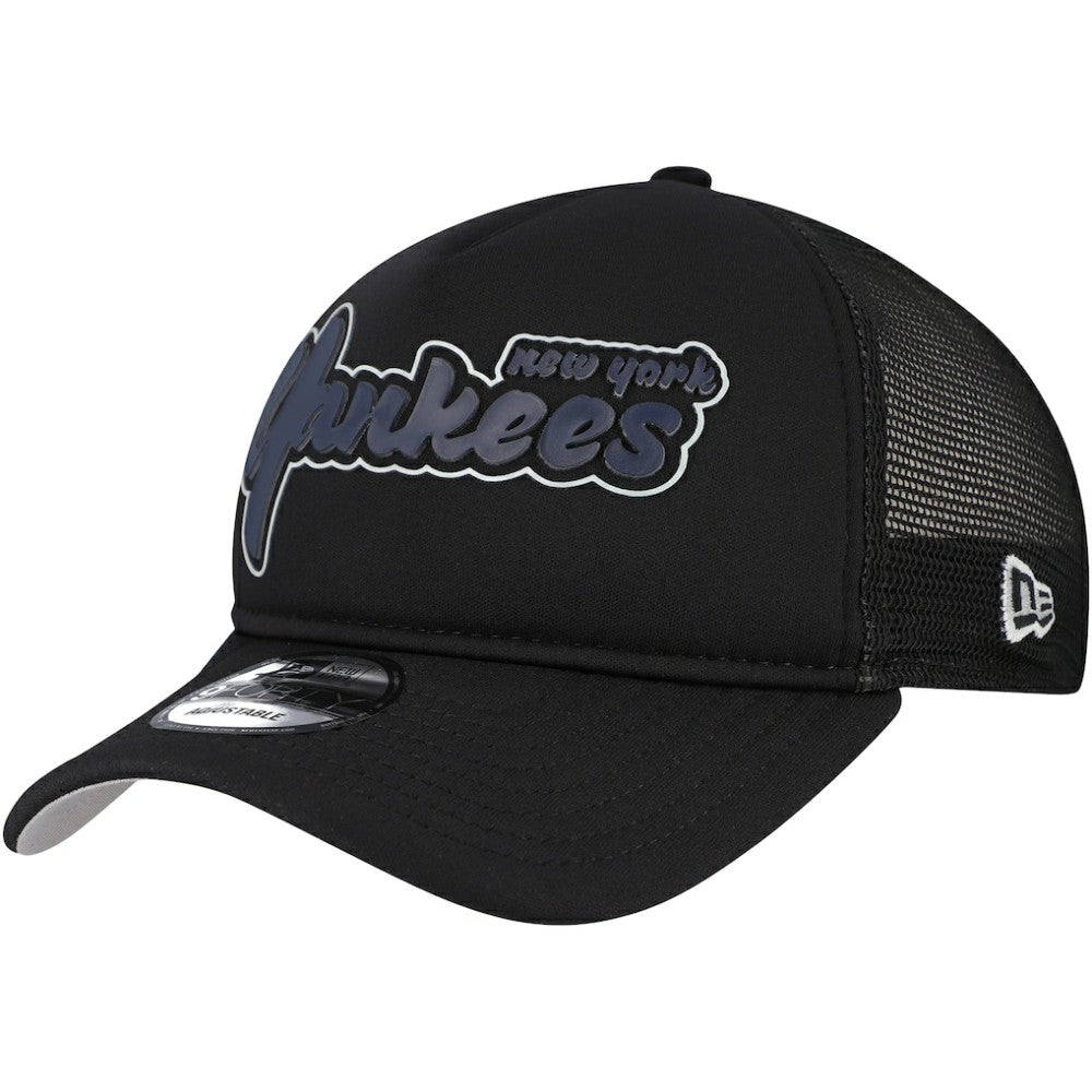 New York Yankees New Era Retro Bold A-Frame Trucker 9FORTY Adjustable Hat - Black - New Era Sale