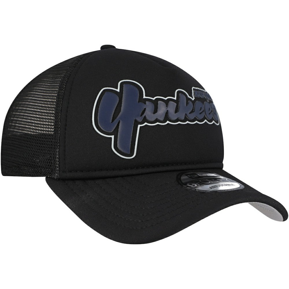 New York Yankees New Era Retro Bold A-Frame Trucker 9FORTY Adjustable Hat - Black - New Era Sale