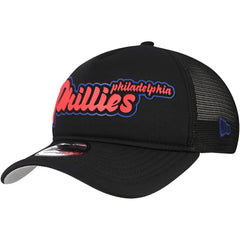 Philadelphia Phillies New Era Retro Bold A-Frame Trucker 9FORTY Adjustable Hat - Black - New Era Discount