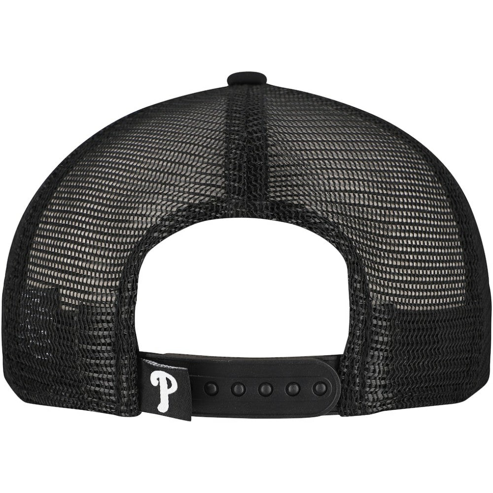 Philadelphia Phillies New Era Retro Bold A-Frame Trucker 9FORTY Adjustable Hat - Black - New Era Discount