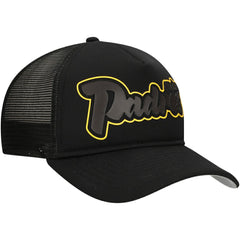 San Diego Padres New Era Retro Bold A-Frame Trucker 9FORTY Adjustable Hat - Black - New Era Sale