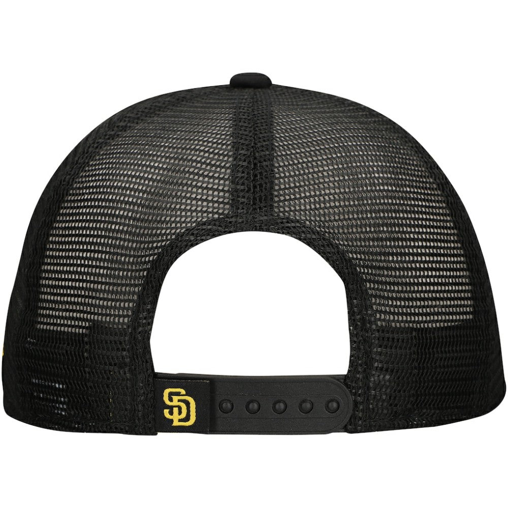 San Diego Padres New Era Retro Bold A-Frame Trucker 9FORTY Adjustable Hat - Black - New Era Sale