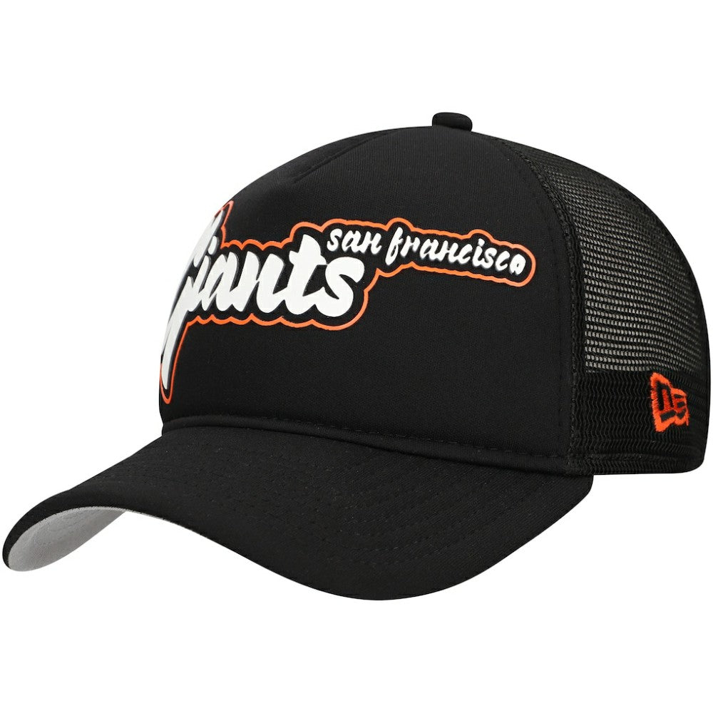 San Francisco Giants New Era Retro Bold A-Frame Trucker 9FORTY Adjustable Hat - Black - New Era Online