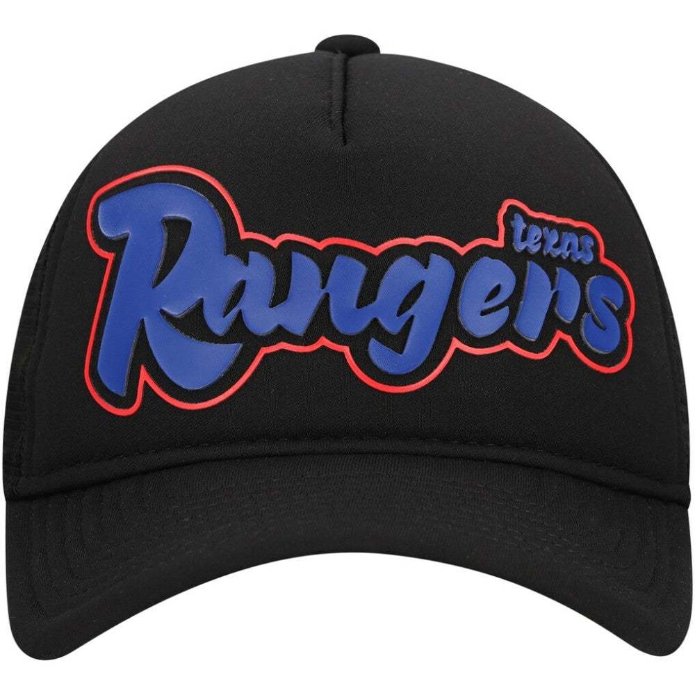 Texas Rangers New Era Retro Bold A-Frame Trucker 9FORTY Adjustable Hat - Black - New Era on Sale