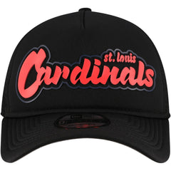 St. Louis Cardinals New Era Retro Bold A-Frame Trucker 9FORTY Adjustable Hat - Black - New Era Discount