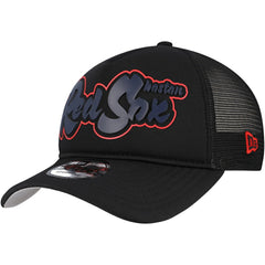 Boston Red Sox New Era Retro Bold A-Frame Trucker 9FORTY Adjustable Hat - Black - New Era Lifestyle