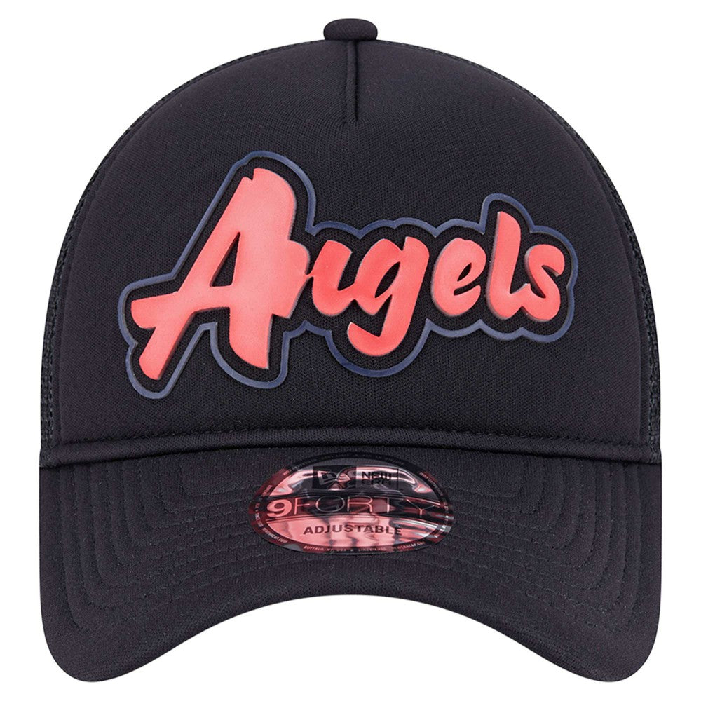 Los Angeles Angels New Era Retro Bold A-Frame Trucker 9FORTY Adjustable Hat - Black - New Era Discount