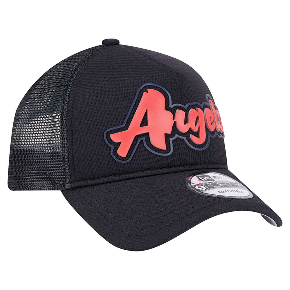 Los Angeles Angels New Era Retro Bold A-Frame Trucker 9FORTY Adjustable Hat - Black - New Era Discount