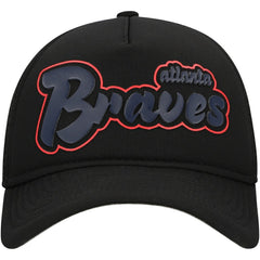 Atlanta Braves New Era Retro Bold A-Frame Trucker 9FORTY Adjustable Hat - Black - New Era Sale