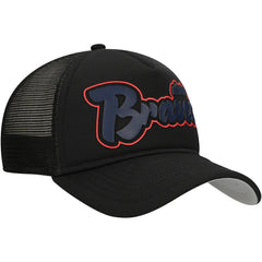 Atlanta Braves New Era Retro Bold A-Frame Trucker 9FORTY Adjustable Hat - Black - New Era Sale