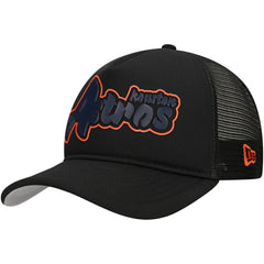 Houston Astros New Era Retro Bold A-Frame Trucker 9FORTY Adjustable Hat - Black - New Era Discount