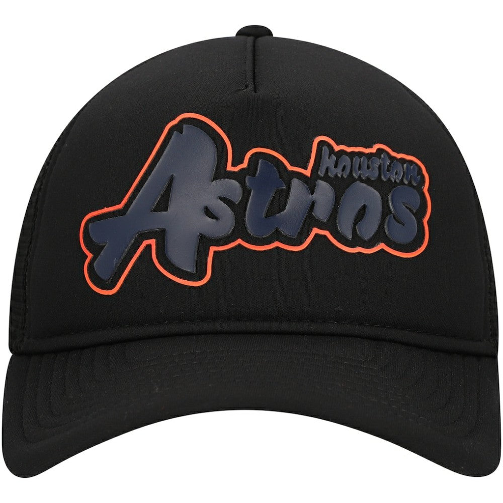 Houston Astros New Era Retro Bold A-Frame Trucker 9FORTY Adjustable Hat - Black - New Era Discount