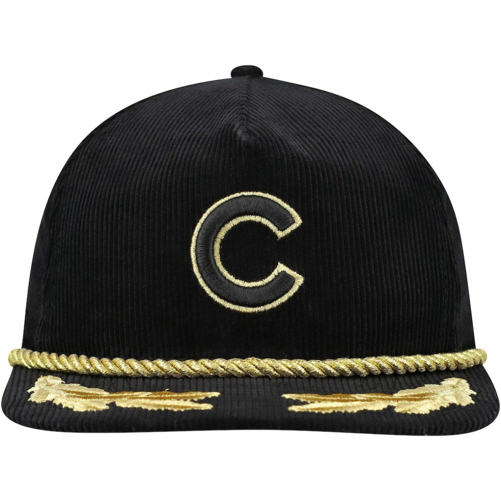 Chicago Cubs New Era Corduroy Filigree Golfer Adjustable Hat - Black - New Era Lifestyle