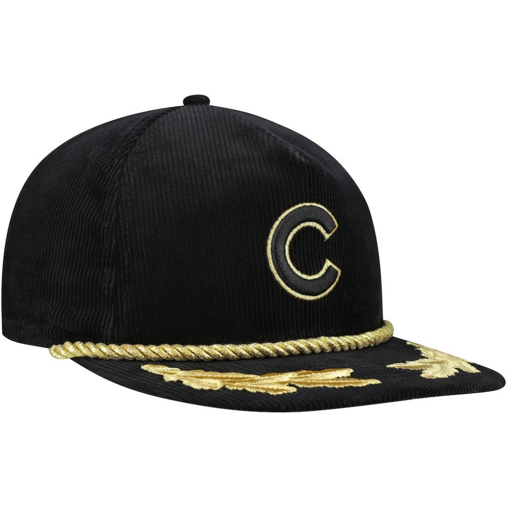 Chicago Cubs New Era Corduroy Filigree Golfer Adjustable Hat - Black - New Era Lifestyle
