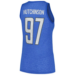 Aidan Hutchinson Detroit Lions Majestic Threads Women's Name & Number Tri-Blend Tank Top Heather Blue