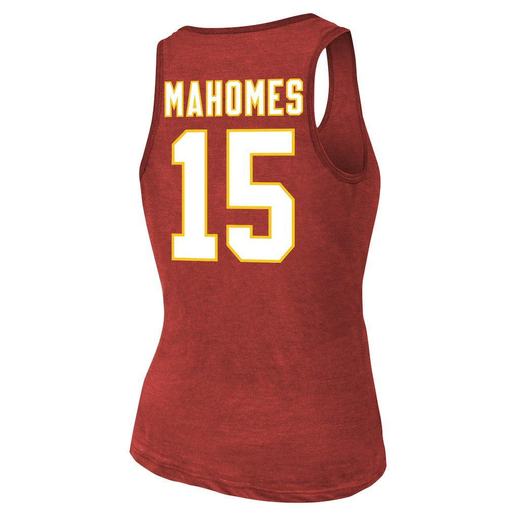 Patrick Mahomes Kansas City Chiefs Majestic Threads Women's Name & Number Tri-Blend Tank Top Red