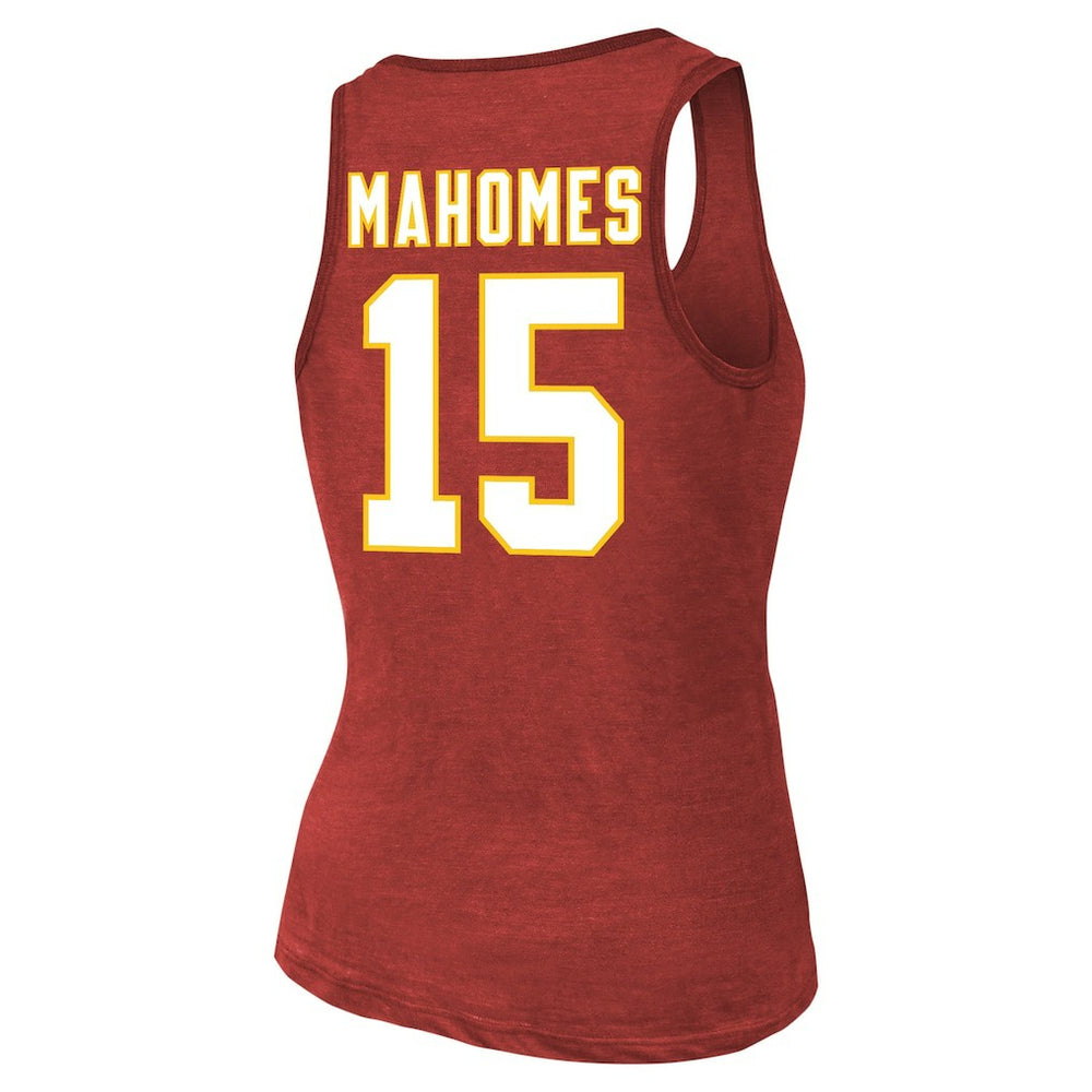 Patrick Mahomes Kansas City Chiefs Majestic Threads Women's Name & Number Tri-Blend Tank Top Red