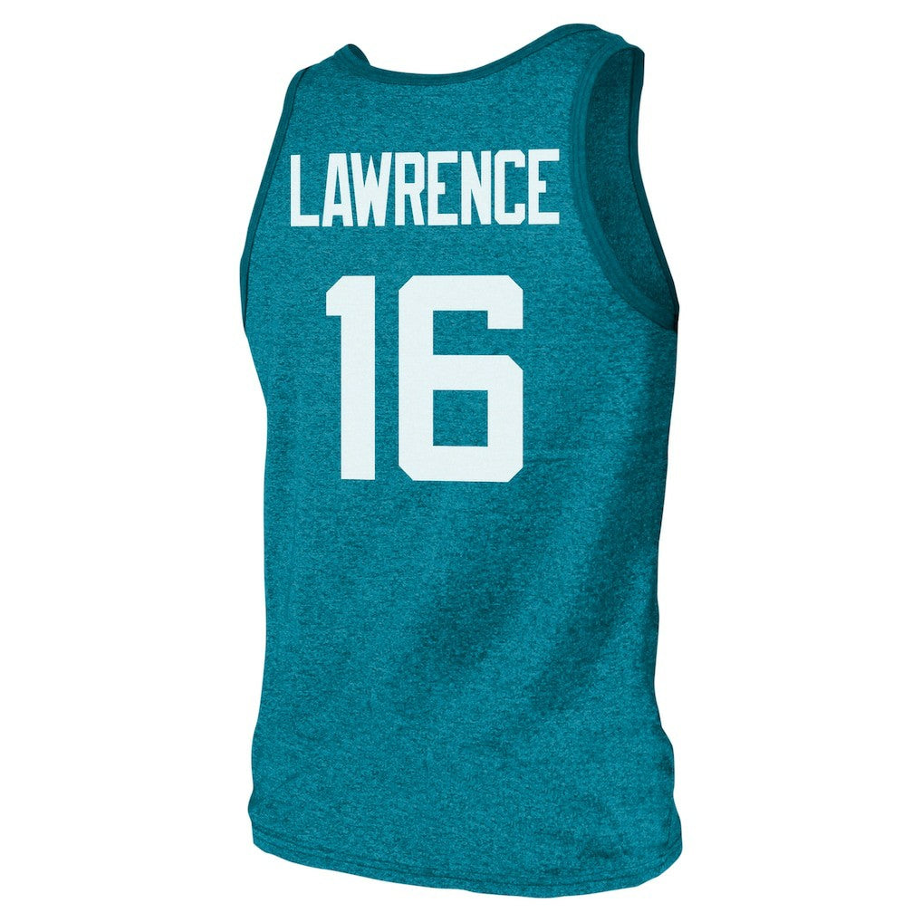Trevor Lawrence Jacksonville Jaguars Majestic Threads Tri-Blend Player Name & Number Tank Top Teal