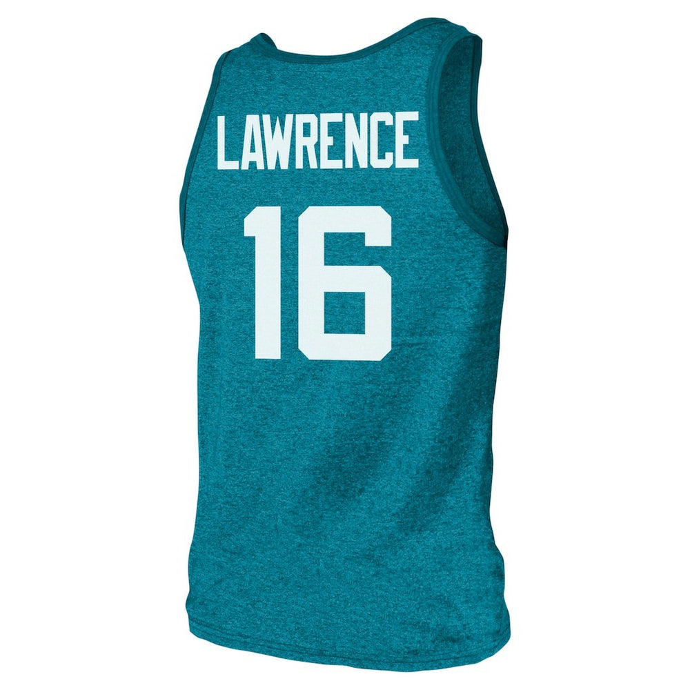 Trevor Lawrence Jacksonville Jaguars Majestic Threads Tri-Blend Player Name & Number Tank Top Teal