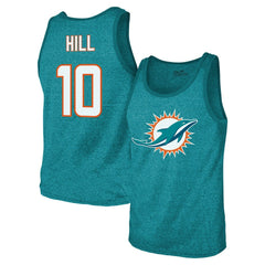 Tyreek Hill Miami Dolphins Majestic Threads Tri-Blend Player Name & Number Tank Top Aqua