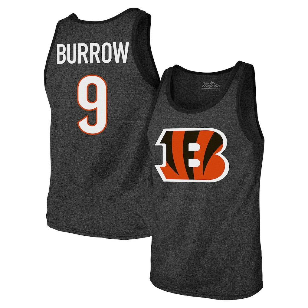 Joe Burrow Cincinnati Bengals Majestic Threads Tri-Blend Player Name & Number Tank Top Black