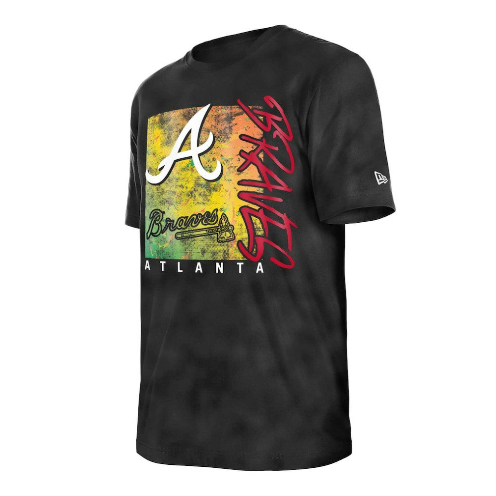 Atlanta Braves New Era Women's Sport Classics Enzyme Wash Oversized T-Shirt - Black - New Era Discount