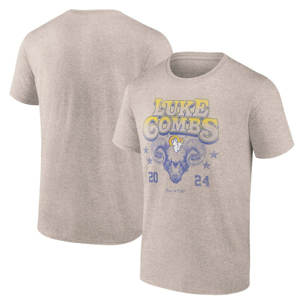 Fanatics Luke Combs x Los Angeles Rams Growin' Up and Gettin' Old Tour T-Shirt Tan