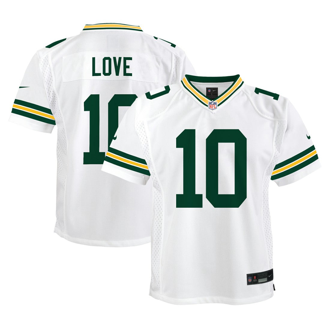 Nike Jordan Love Green Bay Packers Youth Game Jersey White
