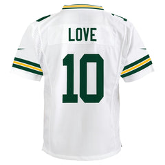 Nike Jordan Love Green Bay Packers Youth Game Jersey White