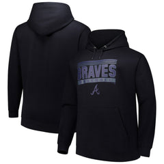 Atlanta Braves   Stack Fleece Pullover Hoodie - Black - MLB Lifestyle