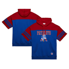 Mitchell & Ness New England Patriots Off Field Vintage Logo Short Sleeve Pullover Hoodie Royal