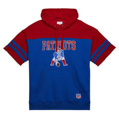 Mitchell & Ness New England Patriots Off Field Vintage Logo Short Sleeve Pullover Hoodie Royal