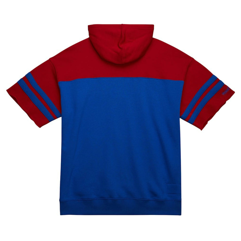 Mitchell & Ness New England Patriots Off Field Vintage Logo Short Sleeve Pullover Hoodie Royal