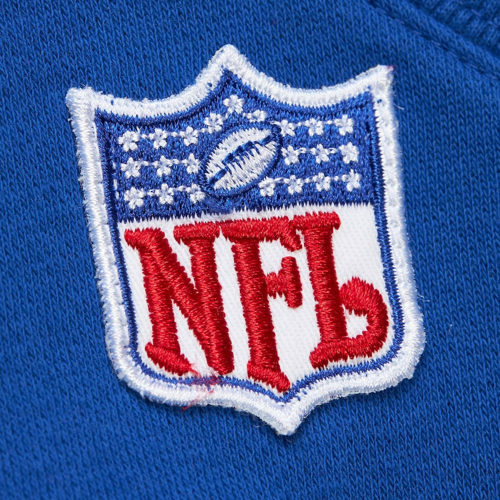 Mitchell & Ness New England Patriots Off Field Vintage Logo Short Sleeve Pullover Hoodie Royal