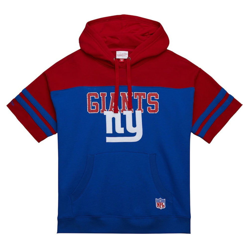 Mitchell & Ness New York Giants Off Field Vintage Logo Short Sleeve Pullover Hoodie Royal