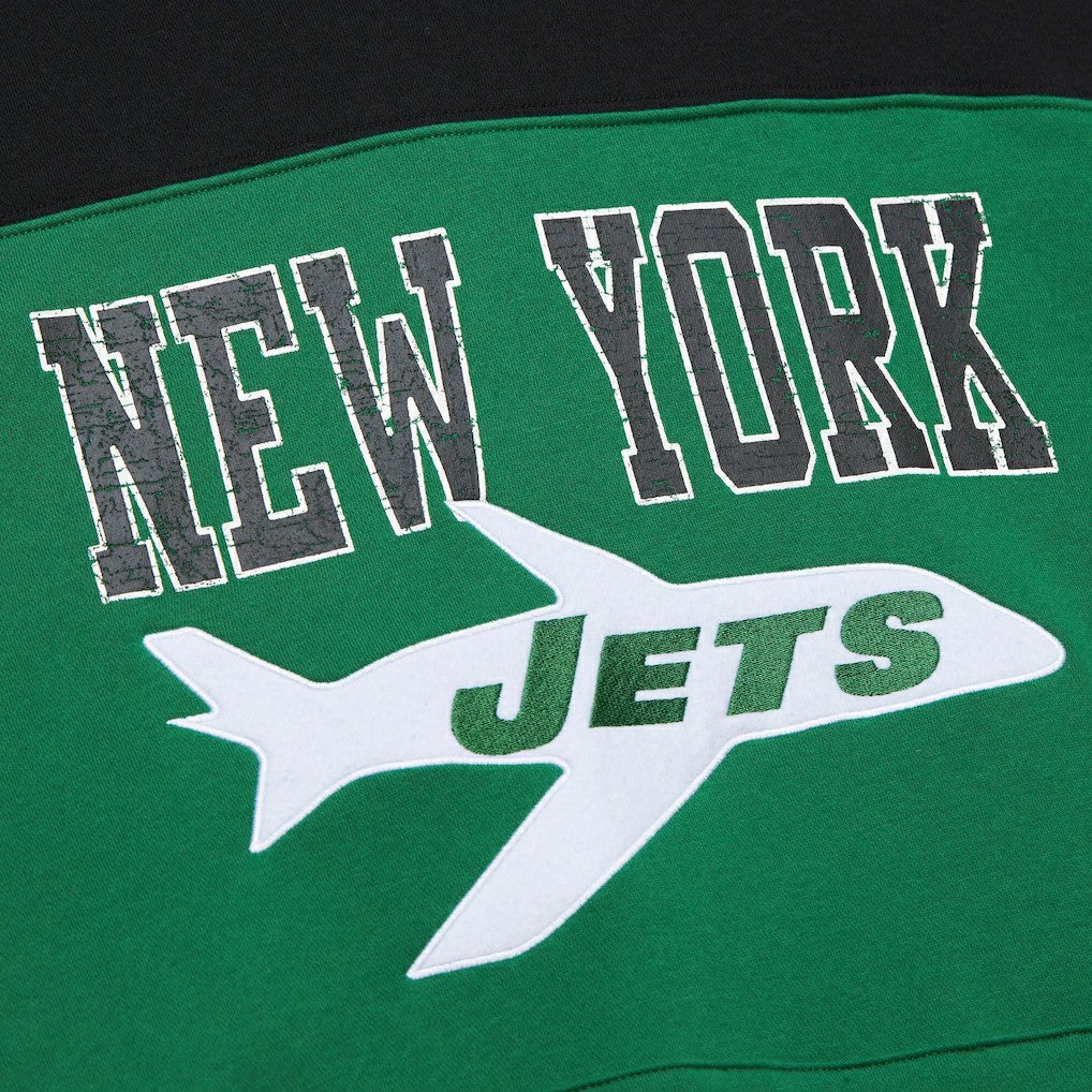 Mitchell & Ness New York Jets Off Field Vintage Logo Short Sleeve Pullover Hoodie Kelly Green