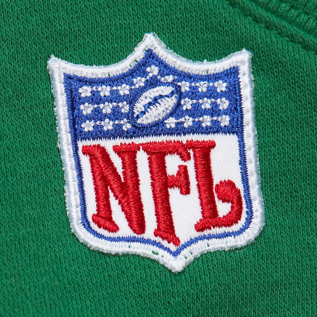 Mitchell & Ness New York Jets Off Field Vintage Logo Short Sleeve Pullover Hoodie Kelly Green