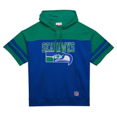 Mitchell & Ness Seattle Seahawks Off Field Vintage Logo Short Sleeve Pullover Hoodie Royal